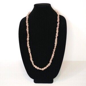 Avon VTG Pink Rose Quartz 35 Inch Necklace